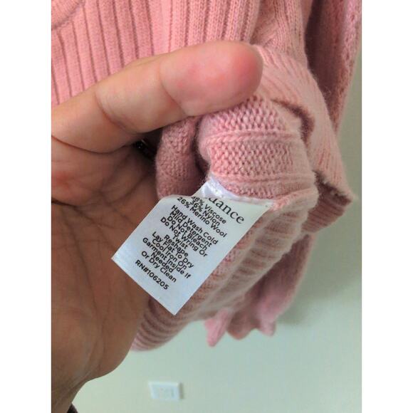 Sundance Crochet Sleeve Wool Blend Ribbed Sweater Size M - Picture 3 of 4